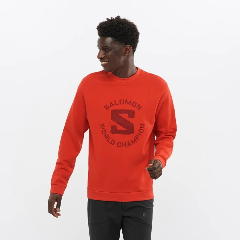 Salomon Outlife Logo Summer Men\'s Sweatshirt Orange | CA 17X48